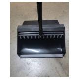 Leumoi 12 Pcs Dust Pans with Long Handle Set 36.6 Inch Commercial Dust Pan with Comb Large Plastic Stand up DustPans for Outdoor Indoor Restaurant Home Office Floor Cleaning (Black)