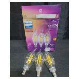 PHILIPS LED 60W BA11 E12 Chandelier Bulbs 3-Pack Ultra Definition Soft White (2700K) 500 Lumen (5W = 60W) Dimmable Flicker-Free LED Candelabra Bulbs