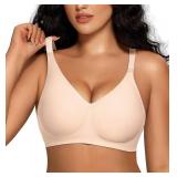 OEAK Women Comfortable Push Up Bras Wireless Seamless Full Coverage Bralette Buttery Soft Everyday Tshirt Bra Convertible Bra Nude XL