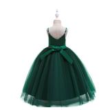 Glamulice Emerald Green Flower Girl Dress Bridesmaid Long A Line Wedding Pageant Dresses Elegant Tulle Spaghetti Strap Party Ball Gown Holiday Evening Formal Princess Christmas Dance Gowns Green 11-12