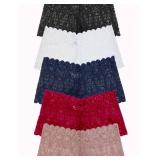 Lace Boyshort Panties, Set of 5, Comfortable (US, Alpha, XX-Large, Regular, Regular, Five Colors)