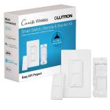 Lutron Caseta Smart Switch 3-Way Kit, with Pico Remote, Wallplate, Wall Bracket for LED Lights and Fans, 5 Amp, Neutral Required, P-PKG1WS-WH