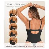 SHAPELLX Tummy Control Shapewear for Women Bodysuit Thong Fajas Colombianas Moldeadoras Low Back Body Suit Black L