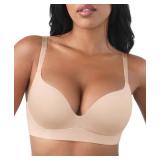 FeelinGirl Womens Wireless Bras Push Up Support Full Coverage Bralettes No Underwire Bra Seamless Tshirt Bras Skin 34D