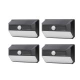 Home Zone Mesh Linkable Series 4-Pack Solar SMD LED Security Wall Pack Light, 800LM, Auto-Linking, 120x26 ft Motion Detection, 3000L Warm White, 800 Lumens, Customizable 4-Channel Settings, Black