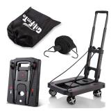 GtIiFmTe Folding Hand Truck Lightweight Hand Truck Dolly Foldable,Luggage cart with 4 Rotate Wheels, Utility Cart with Adjustable Handle,Collapsible Dolly for Moving (Black)