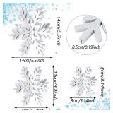 Bucherry 12 Pcs Wooden Snowflake Table Decor 3D Snowflake Tabletop Signs and Centerpiece for Christmas Xmas Winter Wonderland Decorations Home Party(White)