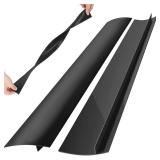 Rolett 2 Pack Silicone Stove Counter Gap Covers, Heat Resistant Stove Gap Filler, 21 Inch Black Stove Guard for Counter, Easy to Clean