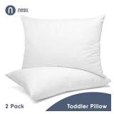 Nestl 2 Pack Toddler Pillow for Sleeping 13 x 18, Small Kids Pillow for Travel, Car, School, Nap, & Toddler Bed, Machine Washable Soft Cotton Child 2 Year Old and Up - White