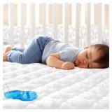Mini Crib Mattress Protector 38 x 24 Sheets Fitted Waterproof Mini Crib Mattress Pad Cover, Noiseless & Machine Wash 100% Absorbent Mattress Protector Sheet Quilted, White