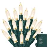 MASHANG Christmas Lights - Battery Operated String Lights 50 LED Xms Mini Lights 8 Modes Green Wire Mini Light Set with Timer for Xmas Tree Wreath Party Indoor Outdoor Decor, Waterproof, Warm White