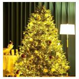 MASHANG Christmas Lights - Battery Operated String Lights 50 LED Xms Mini Lights 8 Modes Green Wire Mini Light Set with Timer for Xmas Tree Wreath Party Indoor Outdoor Decor, Waterproof, Warm White