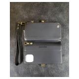 Defencase Compatible with iPhone 13 Case Wallet with RFID Blocking Card Holder for Women and Men, Fashion PU Leather Magnetic Snap Flip Zipper Strap Wallet Phone Case Fit for iPhone 13 6.1, Black