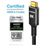 Snowkids 8K Certified HDMI 2.1 Cable 10 ft, Non-Slip Nylon Braided, 48Gbps Ultra High-Speed HDMI Cables Cord, 10K 8K@60Hz, 4K@120Hz Compatible for TV/PS-5/X-box/Projector/Sound System & More