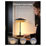 Tubicen Black and Gold Table Lamp with Charging Port Dual-Layer Modern Industrial Nightstand Lamp 18W 2700K-5000K Stepless Dimmable Bedside Desk Touch Lamp for Living Room Bedroom Office 15.7 H