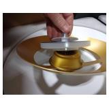 Tubicen Black and Gold Table Lamp with Charging Port Dual-Layer Modern Industrial Nightstand Lamp 18W 2700K-5000K Stepless Dimmable Bedside Desk Touch Lamp for Living Room Bedroom Office 15.7 H