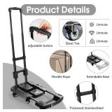Voipvvii Folding Hand Truck 500lbs, Portable Heavy Duty Dolly Cart, 6 Wheels Collapsible Luggage Cart with 2 Elastic Ropes - Compact Trolley Cart for Easy Moving - Ideal Hand Cart for Travel and More 