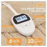 LUZARTA Electric Blanket Queen Size Single Control - 84X90 Soft Double Sided Sherpa Heated Blanket with 6 Fast Heating Levels & 10 hrs Timer Settings, Washable & ETL Certified for Bed, Beige