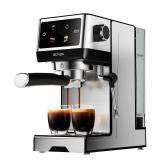 20Bar Espresso Machine with Hot & Rapid Cold Brew, Stainless Steel Coffee Makers, Cappuccino Latte Machine with Milk Frother Steam Wand for Home, 45oz Removable Water Tank, Touchscreen, Silver