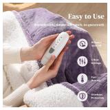 Twin Electric Blanket 62x84 Heating Blanket Twin, Wheat Pattern Ultra-Soft Flannel & Thick Sherpa with 5 Heat Settings & 10 Hour Auto Shut-Off, ETL & FCC Certified, Machine Washable, Lavender