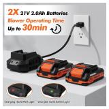 Leaf Blower Cordless - 21V Powerful Electric Leaf Blower with 2 Batteries and Charger, 2 Speed Modes, 2.0Ah Lightweight Battery Powered Leaf Blowers for Lawn Care, Patio, Dust, Blowing Leaves
