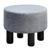 Cpintltr Linen Ottoman Round Footrest Stool Upholstered Step Stool Ottomans Sofa Stool 4 Wood Legs with Anti-Slip Pads Modern Accent Home Decor Suitable for Living Room Bedroom Entryway Dark Grey