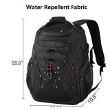 KROSER Travel Laptop Backpack 17.3 Inch XL Computer Backpack with Hard Shell Saferoom RFID Pockets Water-Repellent Business College Daypack Stylish Bag for Men/Women-Black