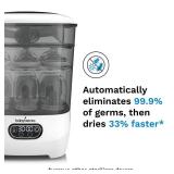 Baby Brezza Bottle Sterilizer and Dryer Advanced 33% Faster - Largest Capacity Steam Sanitizer - Universal Sterilization Machine for All Bottles + Pump Parts - HEPA Air Filter