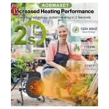 Electric Greenhouse Heater with Thermostat - 1500W Stainless Steel Outdoor Fan Heater, Fast Heating, Overheat Protection, Heating for Garage, Flower Room, Grow Tent