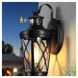 VIANIS Motion Sensor Outdoor Lights, Modern Patio Lights Outdoor Waterproof, Black Exterior Lighting Fixtures Lanterns for House, 100% Aluminum Outside Wall Mount Light Sconce for Garage, Porch, Coach