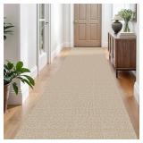 EARTHALL Washable Runner Rug 3x10 Ft Non Slip Runners for Hallways Long Cotton Rubber Backed Kitchen Runner Braided Indoor Floor Carpet Runners for Entryway, Hallway, Kitchen, Send/Beige
