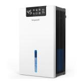 KeepGlad Dehumidifier, 98OZ Dehumidifiers for Home(1000sq.ft), Humidity Display Dehumidifier for Basement Bathroom Bedroom, Auto Shut Off, Washable Filter, Drain Hose, Timer, 7 Ambient Lights, Khaki