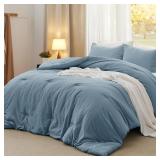Bedsure Queen Size Comforter Set, Grayish Blue Soft Prewashed Bedding for All Seasons, 3 Pieces GentleSoft Down Alternative Bed Set, 1 Lightweight Comforter (90x90) and 2 Pillowcases (20x26)