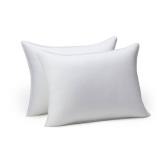 Amazon Basics Down Alternative Pillows for Stomach and Back Sleepers, Soft Density, Standard, Pack of 2, White, 26 in L x 20 in W