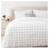 UNIKOME Faux Rabbit Fur Comforter Set King Size,3 Pieces Warm Fluffy Plush Sherpa Bedding Comforter,Soft Bubble Comforters,Luxury Fuzzy Winter Comforter with 2 Pillow Shams