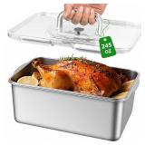 7000 ML / 245 oz /30 Cup Extra Large Food Containers with Lid and Handle, Portable Stainless Steel Food Storage Container for Roasting Chicken, Large Cuts of Meat, Fruits, Party, BPA Free, Oven Safe