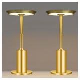 MKPAEI Rechargeable Cordless Table Lamps, 2 Pack 6000mAh Battery Table Light, 3 Color Stepless Dimming,LED Table Light with Memory Function, Suit for Restaurant/Dinner/Patio/Outdoor (Gold)