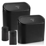 Accmor Car Trash Can with Lid, Mini Auto Dustbin Garbage Organizer Holder 2 Packs, Automotive Storage Container Bin with Bags for Vehicle, Home, Office