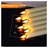 Homemory 6 Pcs Wax Flameless Taper Candles with Remote Timer and Dimmer, LED Candle Sticks with Flickering Light, Ivory Battery Operated Window Candles, 9.6 Inches for Wedding Home Indoor Decoration