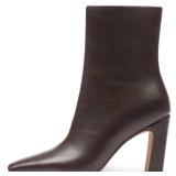 Lovee Cosee Brown Booties for Women 2025 Ankle Boots for Women Chunky Heel Square Toe Heeled Boots Comfort Leather Fall Winter Party Office Date Night Travel Casual Outfit Size 9