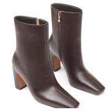 Lovee Cosee Brown Booties for Women 2025 Ankle Boots for Women Chunky Heel Square Toe Heeled Boots Comfort Leather Fall Winter Party Office Date Night Travel Casual Outfit Size 9