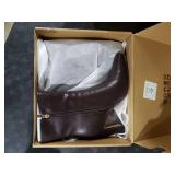 Lovee Cosee Brown Booties for Women 2025 Ankle Boots for Women Chunky Heel Square Toe Heeled Boots Comfort Leather Fall Winter Party Office Date Night Travel Casual Outfit Size 9