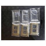 Antique Brass Duplex Outlet Cover Paisley Pattern Decorative Wall Plates for Electrical Outlet, Metal Switch Plates and Receptacle Cover for Kitchen Bathroom (1 Gang Duplex Outlet-6 Pack)