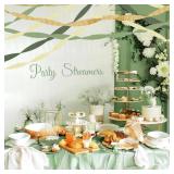 Kiwayo Birthday Decorations, Sage Green Gold Crepe Paper Streamers Party Decorations(5 Rolls) for Baby Shower, Camp Bachelorette, Bridal Shower, Wedding, Engagement Safari Woodland Boho Party Decor