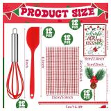 Bulkpcs/Multiple sets Christmas Whisk Spatula Baking Gift Sets Include Silicone Spatula Stainless Steel Whisk Greeting Card Pine Branch Plaid Towel Christmas Kitchen Utensils for Neighbor Cooking Esse