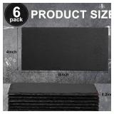 Hoolerry 6 Pcs 8 x 4 Inch Slate Charcuterie Boards Bulk, Mini Slate Cheese Board Black Sushi Platters Individual Stone Serving Tray Plates for Food, Appetizers, Cheese, Meat, Party