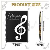 10 Set Music Themed Stationery Gifts Sets Including 10 Pcs Music Composition Manuscript Clef A5 Notebook and 10 Pcs Ballpoint Pens Music Gifts Bulk for Music Teachers Students