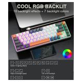 CORBOBO 60 Percent Keyboard,RGB Backlit Gaming Keyboard USB-C Wired,Portable 68 Keys Compact Mini Keyboards for Business Trips,Office,PC Games (SK968,Grey&Orange)