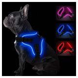 Pewkim Light Up Dog Harness, Led No-Pull Reflective Dog Vest, Breathable Adjustable Pet Harness with Handle for Outdoor Walking - No More Pulling, Tugging or Choking (Pink, Small) COLOR VARIES***