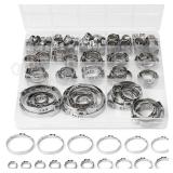 Sieqioor 117PCS 16 Sizes Single Ear Hose Clamp, 304 Stainless Steel Ear Clamp Kit(5.3-48.5mm), Stepless Hose Clamps Cinch Rings for Automotive, Home Appliance Line and Plumbing.